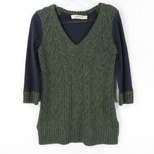 Pilcro And The Letterpress Sweater Womens Small Green Wool‎ Blend Knit Pullover
